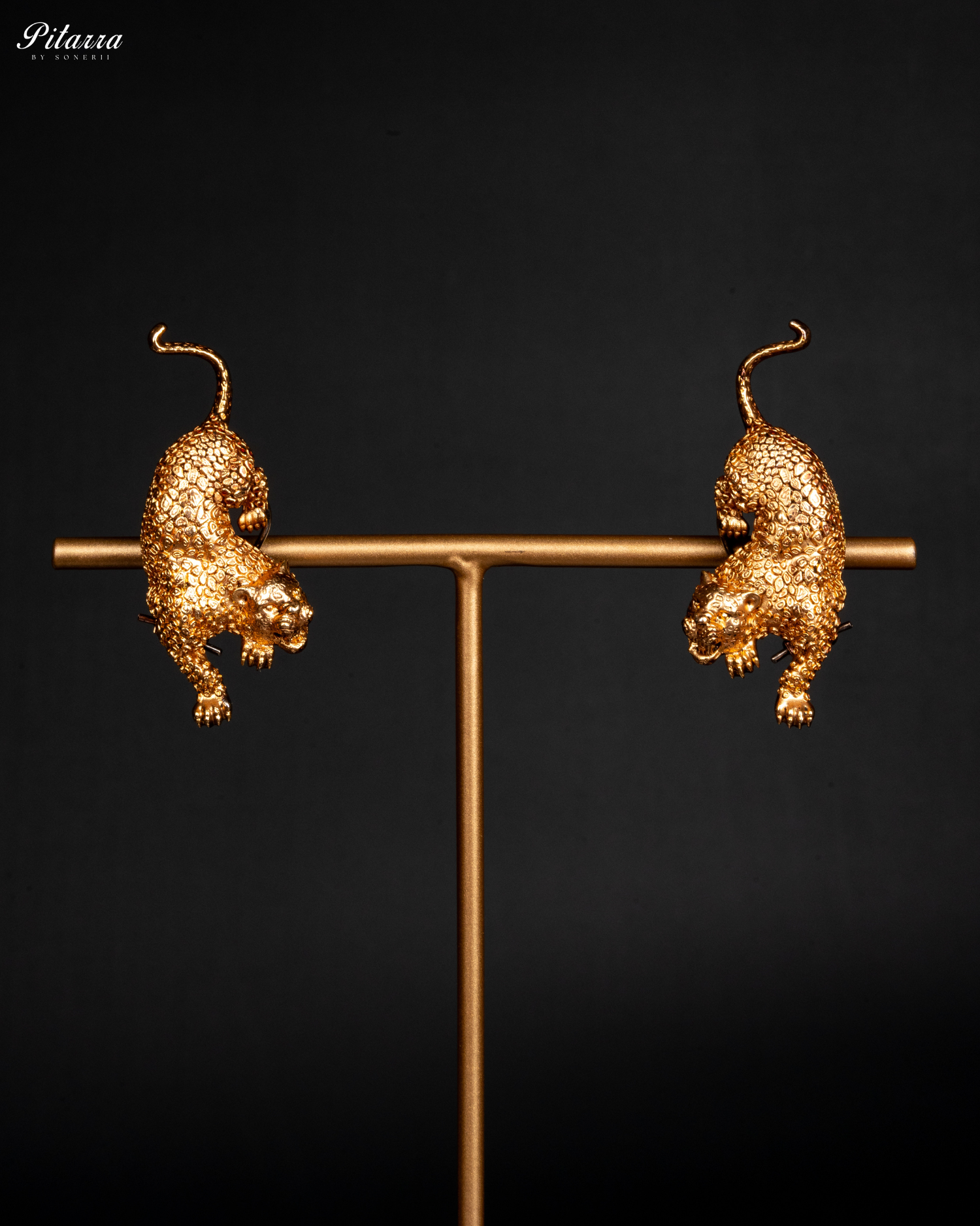 Golden Big Cat Earring Set