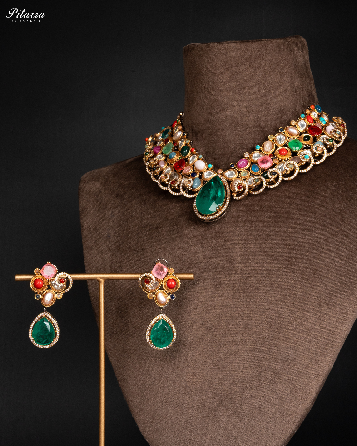 Multicolor Uncut Punjabi Jadau Necklace