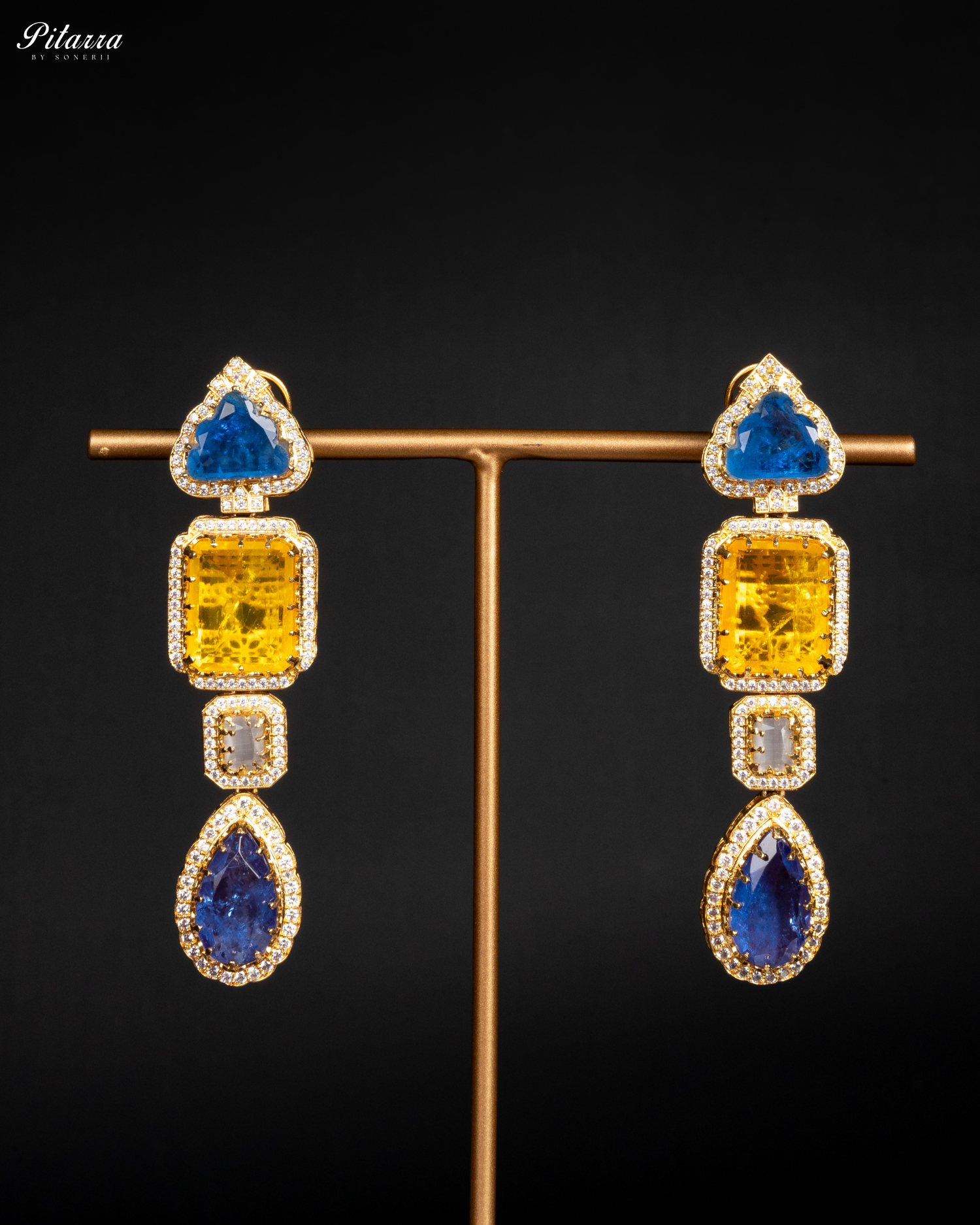 Classic Blue Kundan Polki Earrings