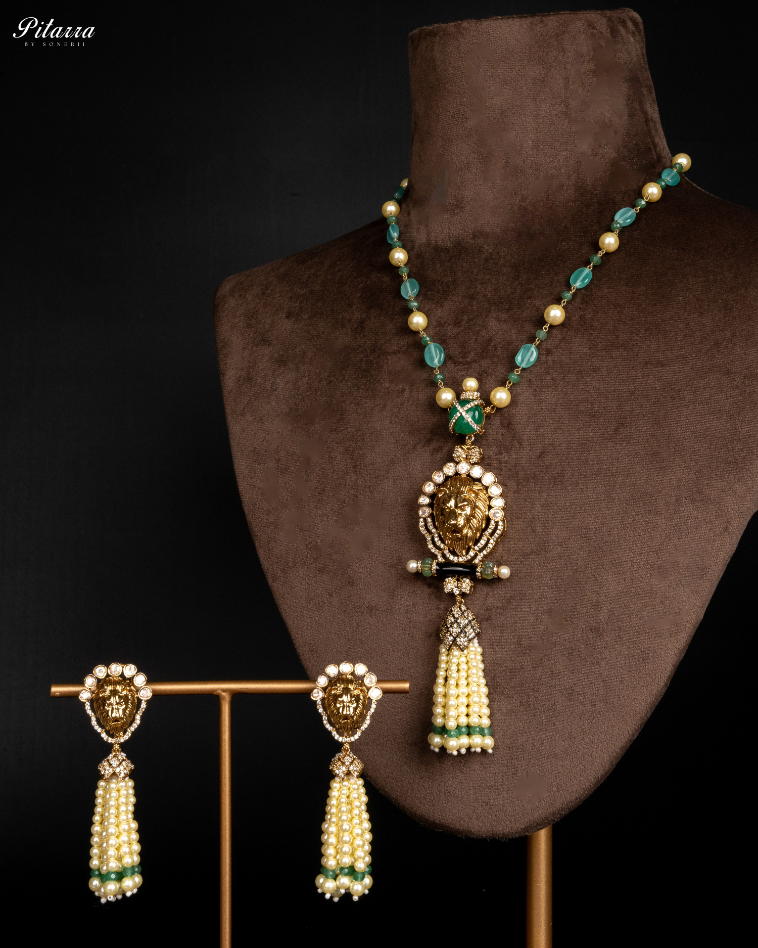 Green Polki Kundan Pendant Necklace