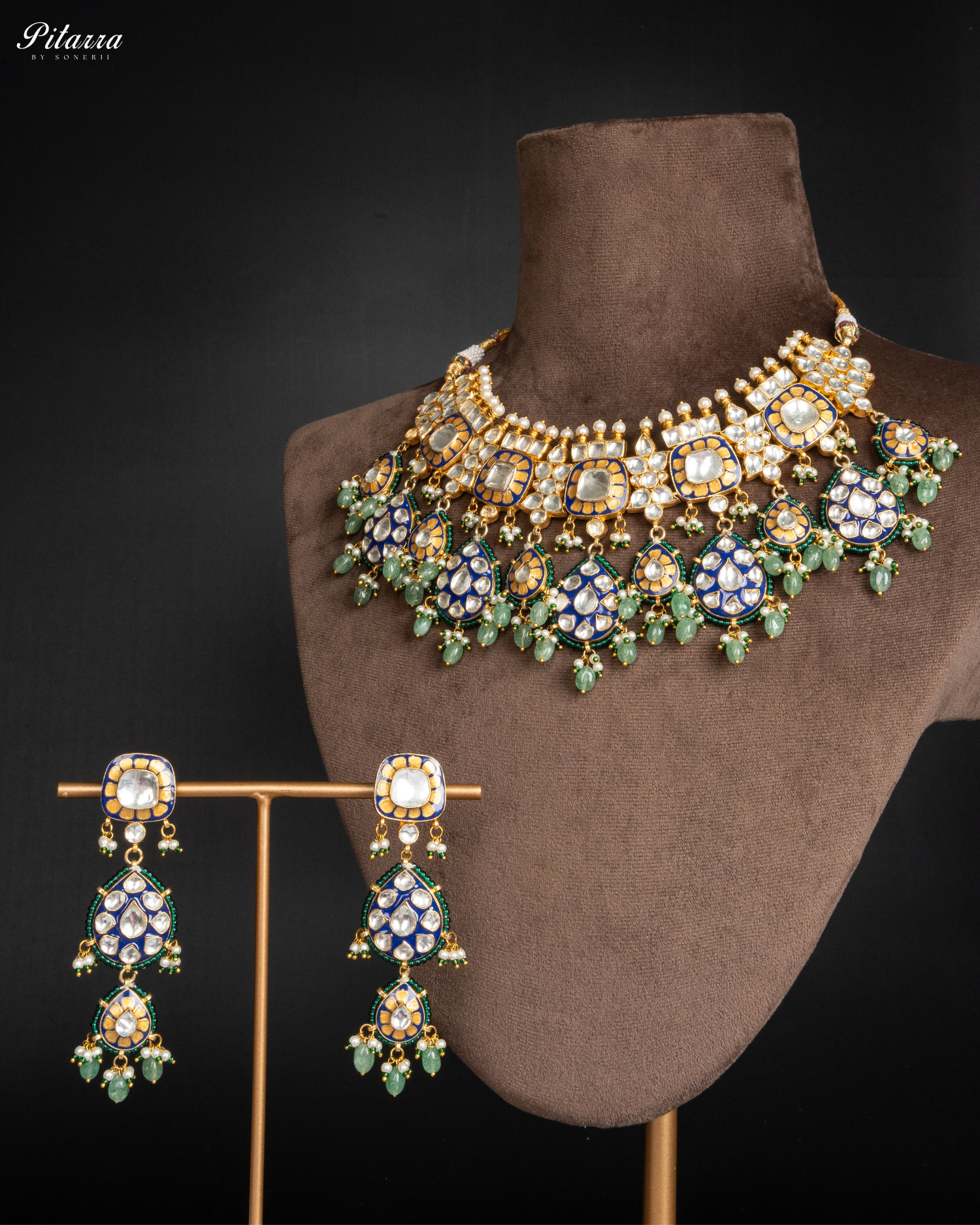 Elegant Gold Punjabi Jadau Necklace Set