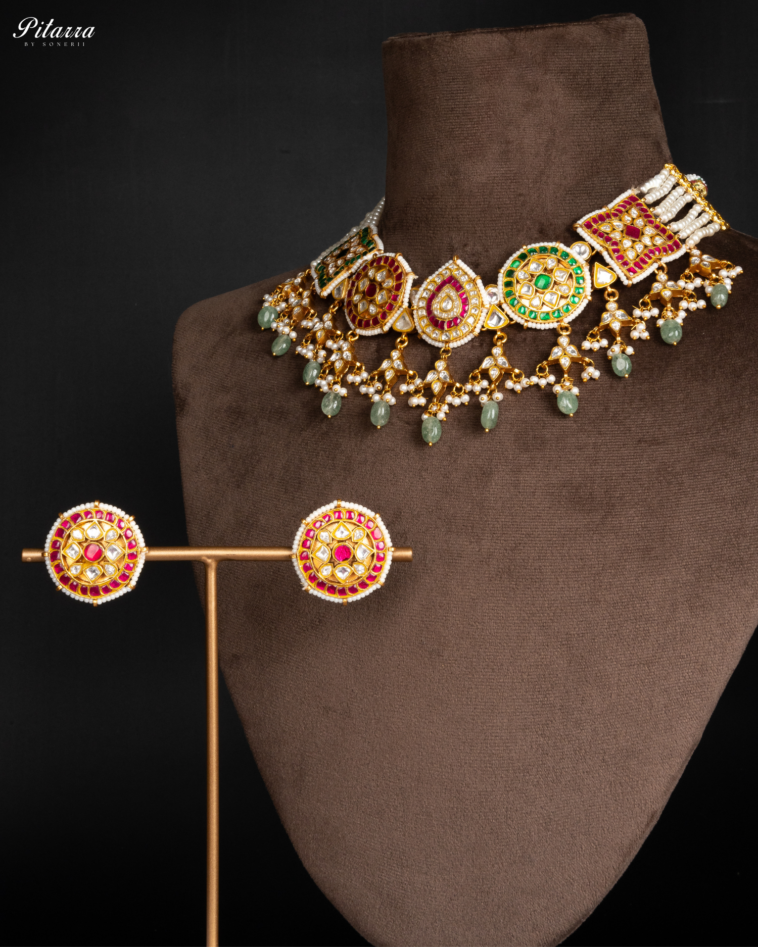 Gold Plated Pitarra Polki Kundan Choker