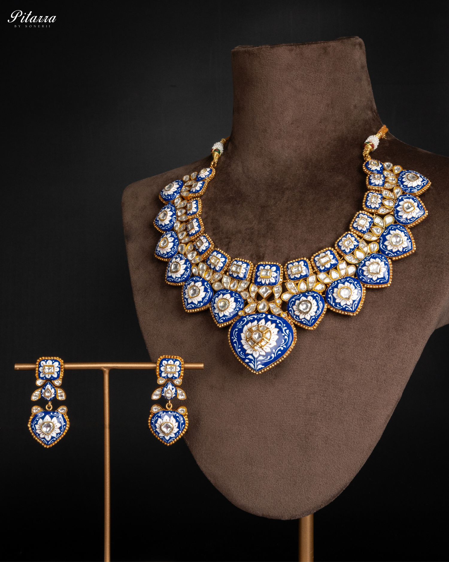 Royal Blue Kundan Jadau Necklace Set