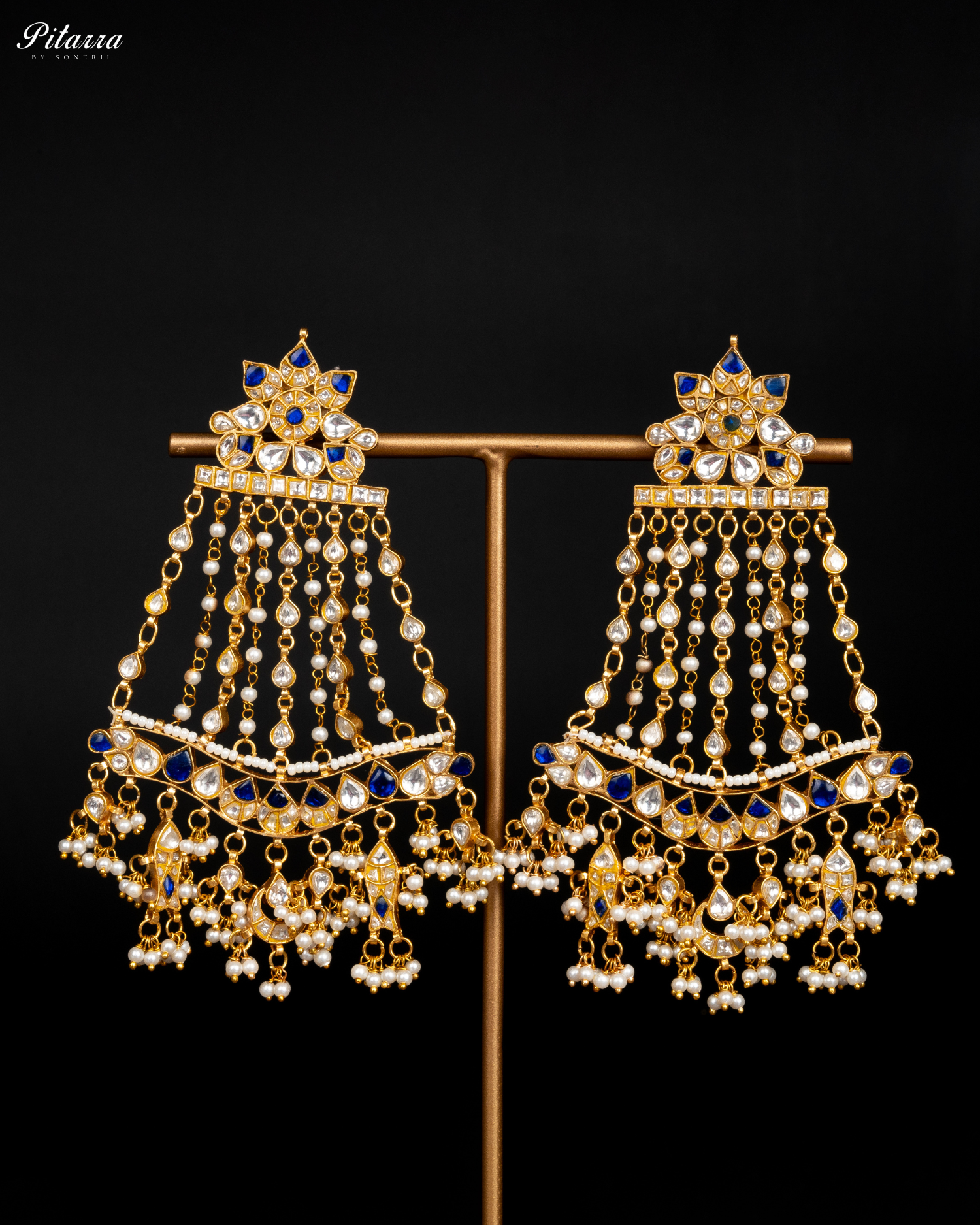 Long Punjabi Kundan Passa With Pearl Drops