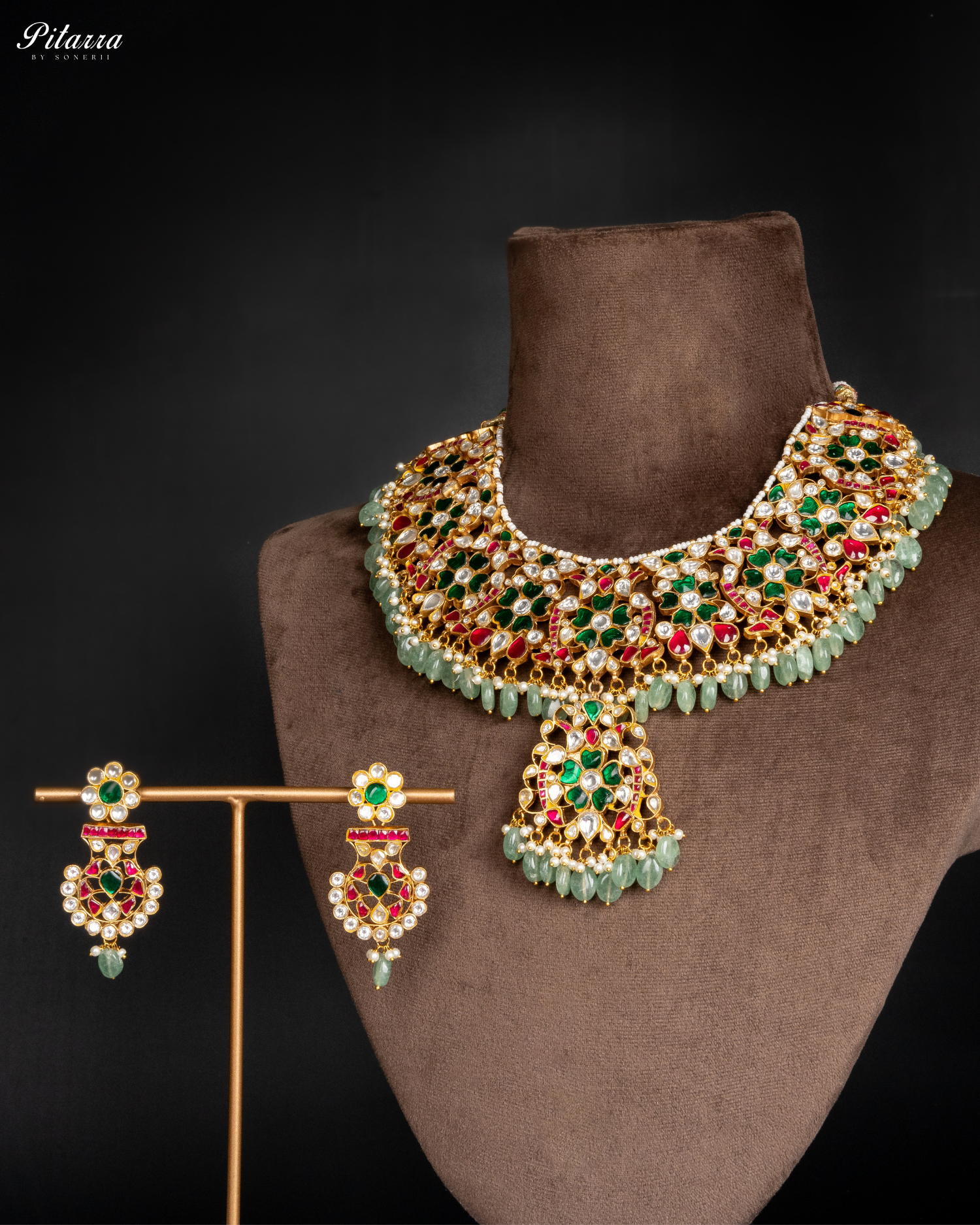 Dazzling Multi Color Punjabi Kundan Necklace Set