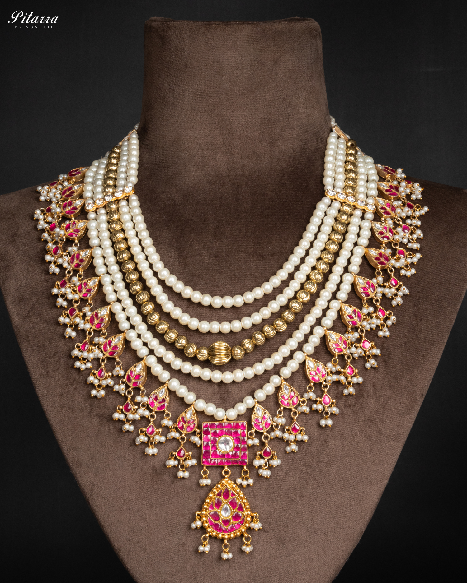 Indian Gold Finish Polki Kundan Necklace Set