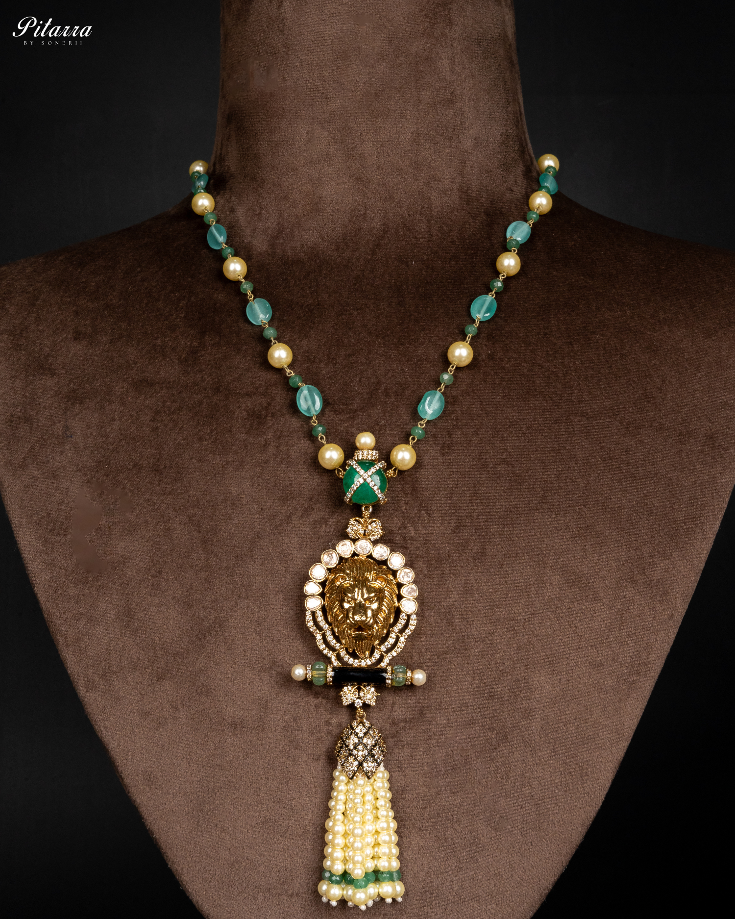 Green Polki Kundan Pendant Necklace