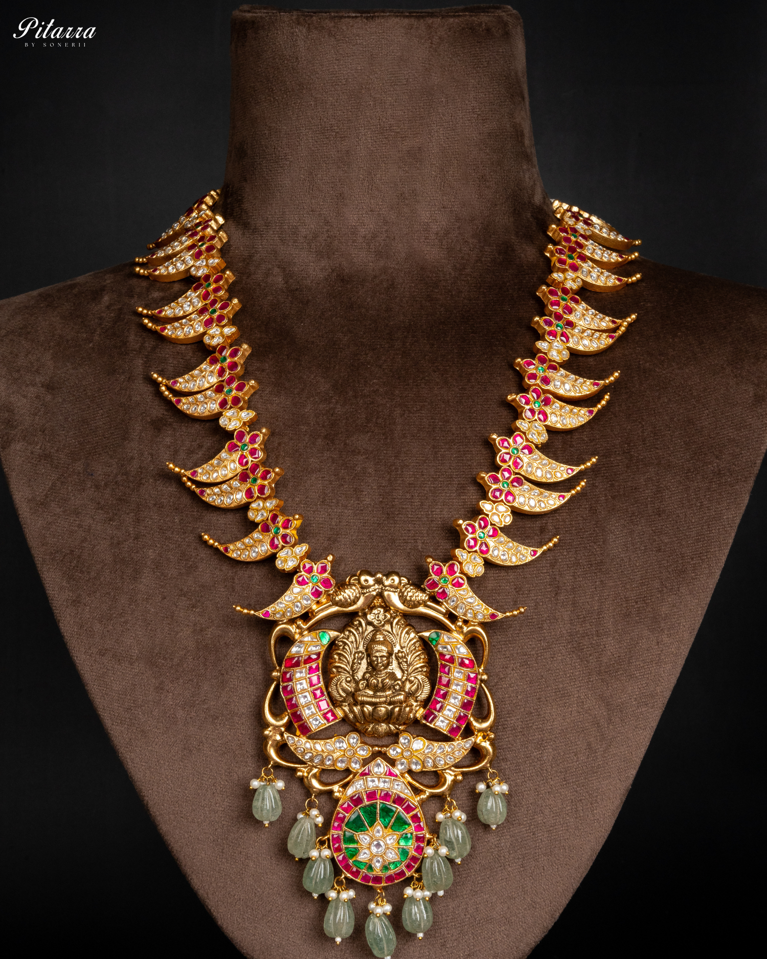 Gold Antique Punjabi Kundan Necklace with Lakshmi Ji