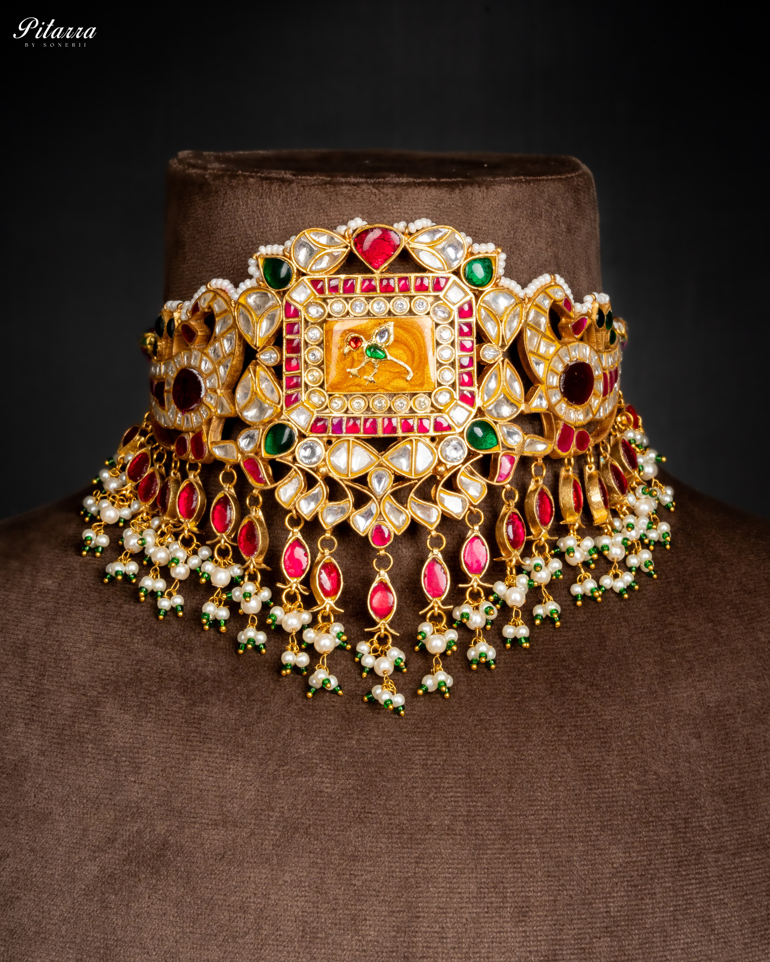 Multicolor Gold Plated Kundan Jadau Necklace Set