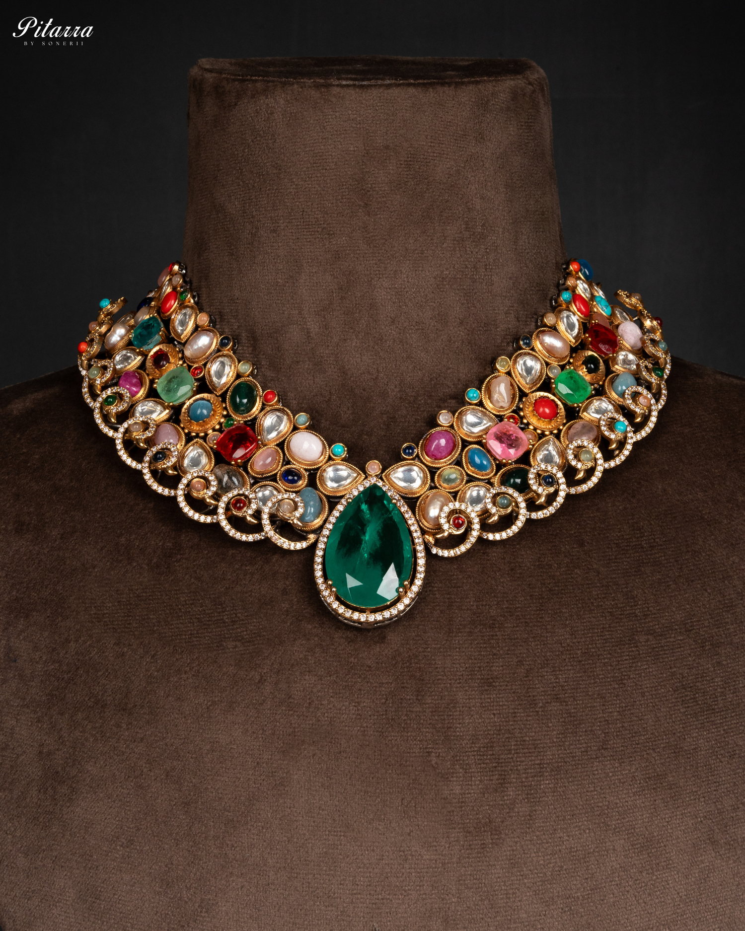 Multicolor Uncut Punjabi Jadau Necklace