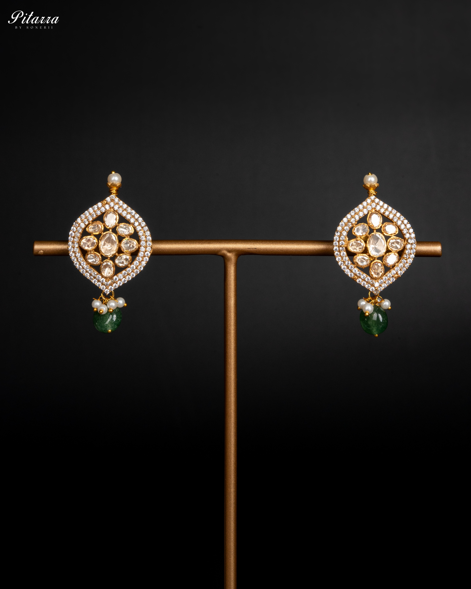 Green Pearl Gold Punjabi Jadau Necklace Set