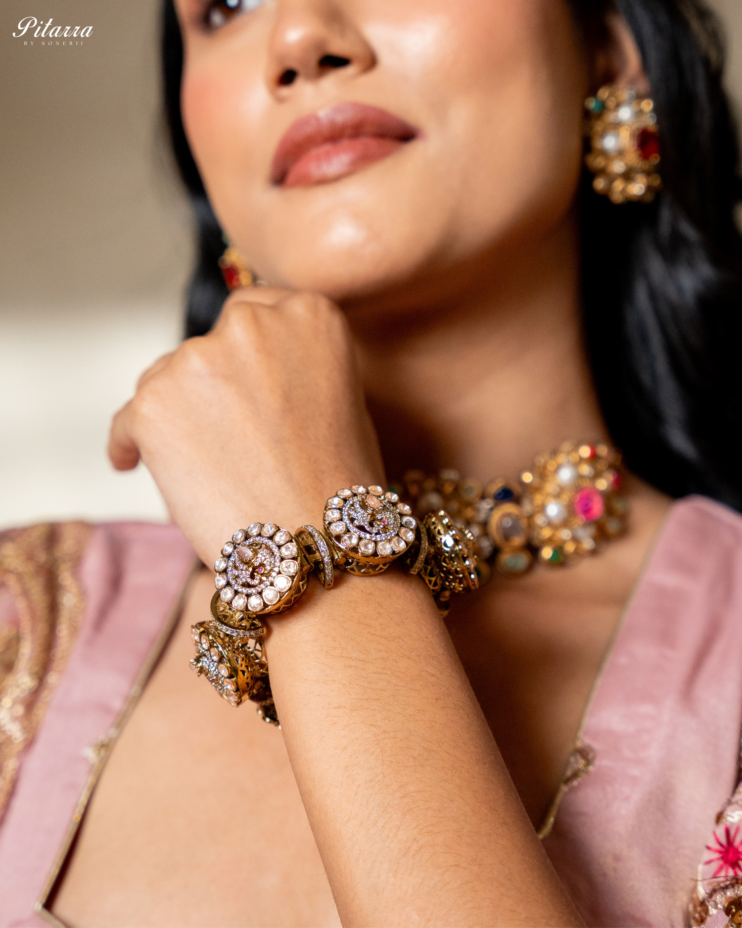 Golden Traditional Kundan Jadau Bangle