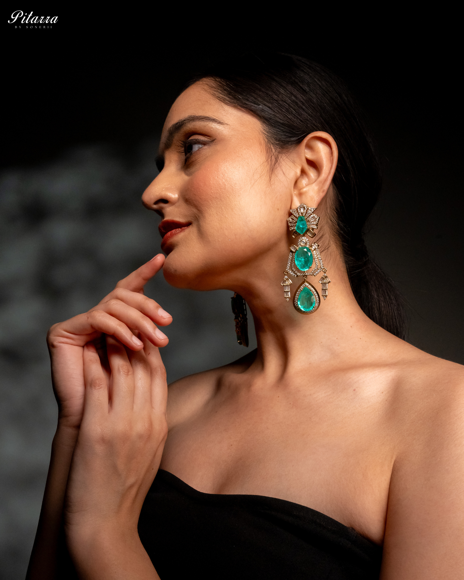 92.5 Silver Green Polki Kundan Earrings