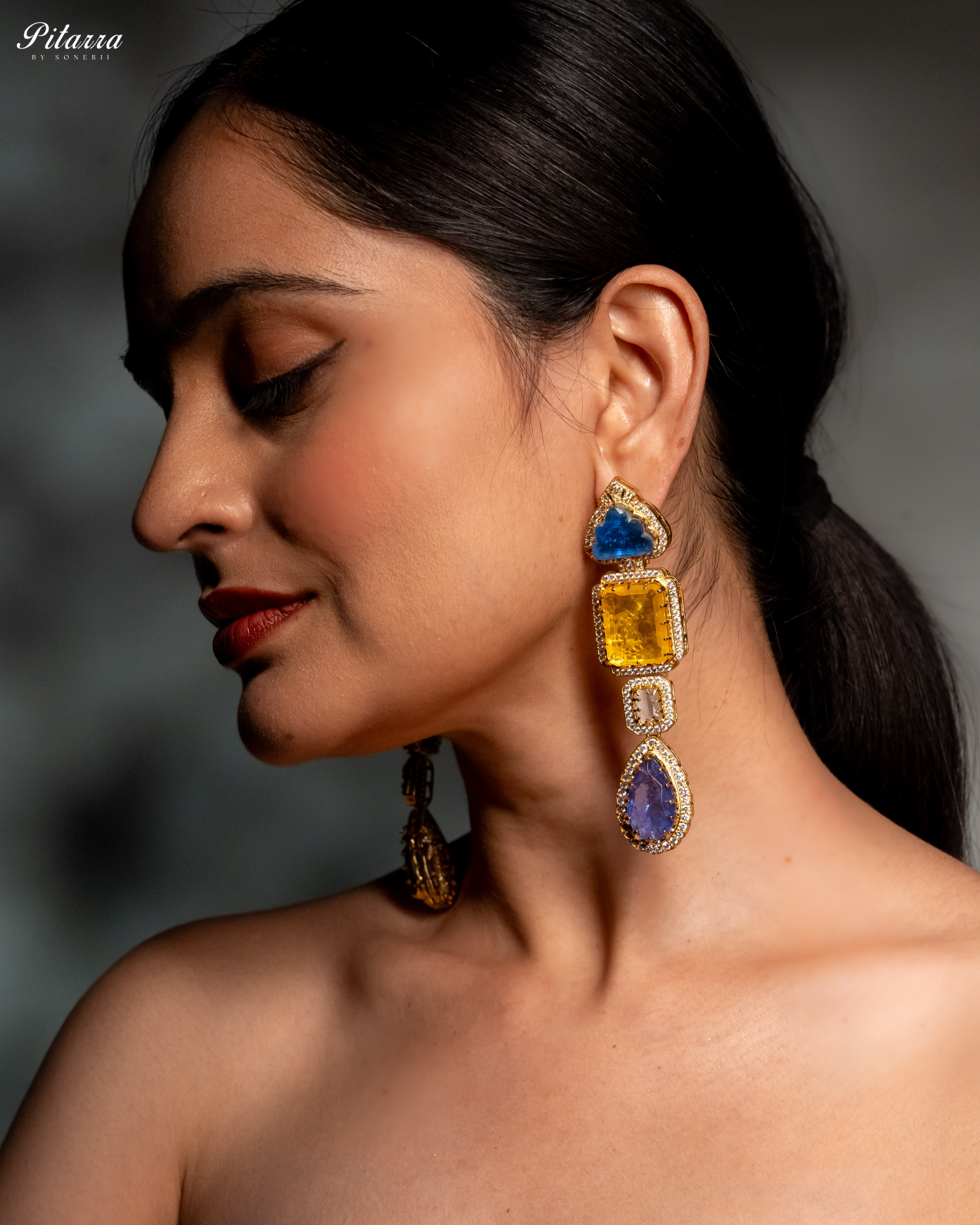 Classic Blue Kundan Polki Earrings