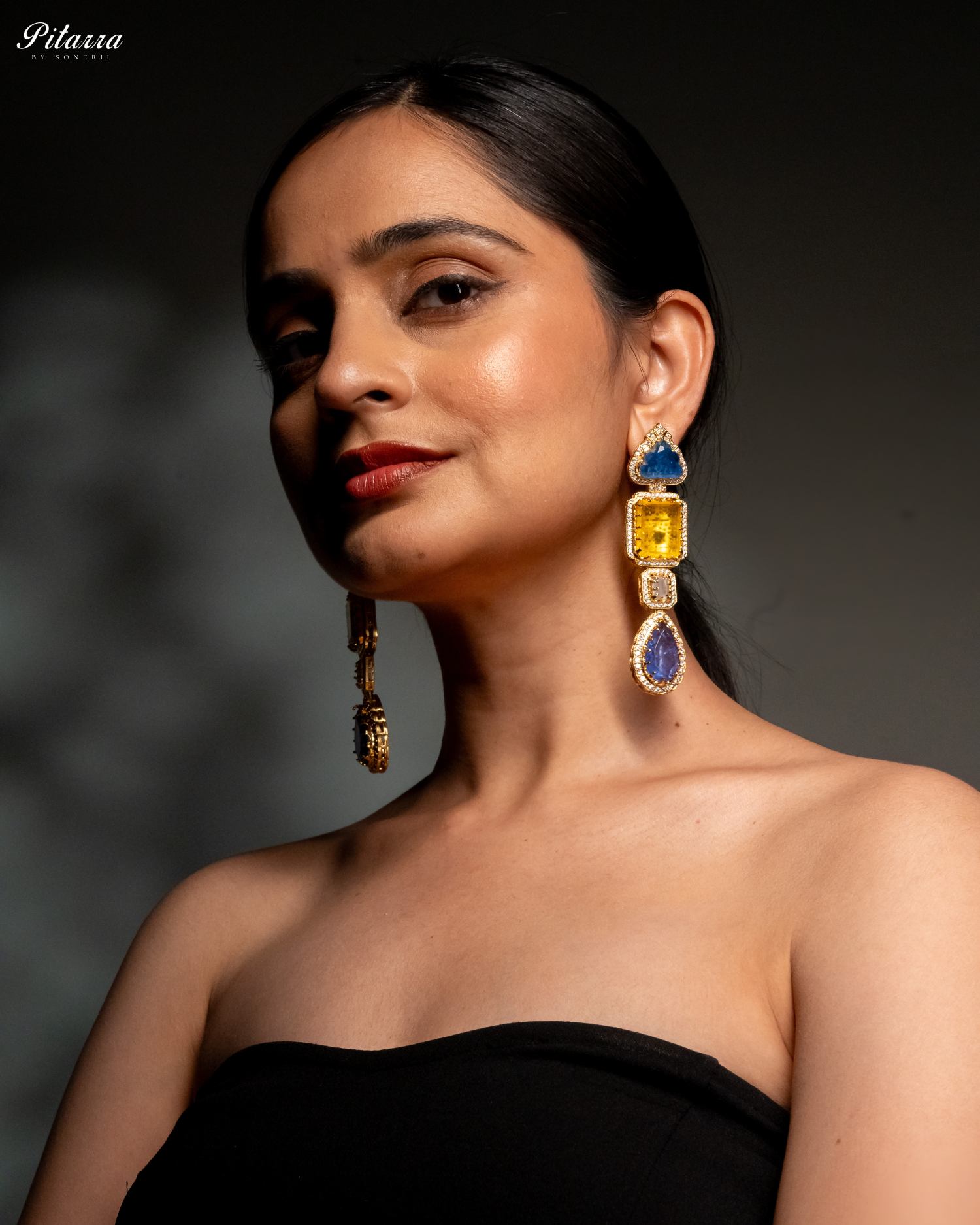 Classic Blue Kundan Polki Earrings