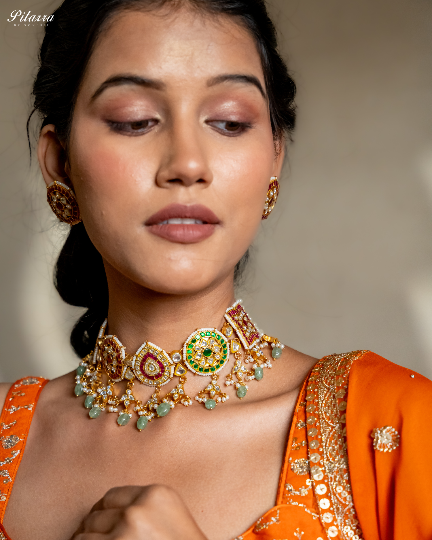 Gold Plated Pitarra Polki Kundan Choker