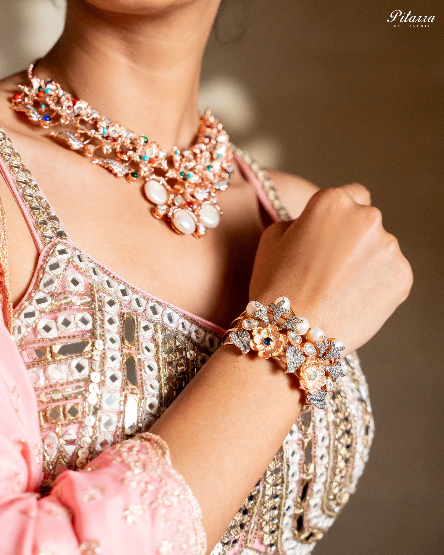 Golden Flower Polki Kundan Bangle