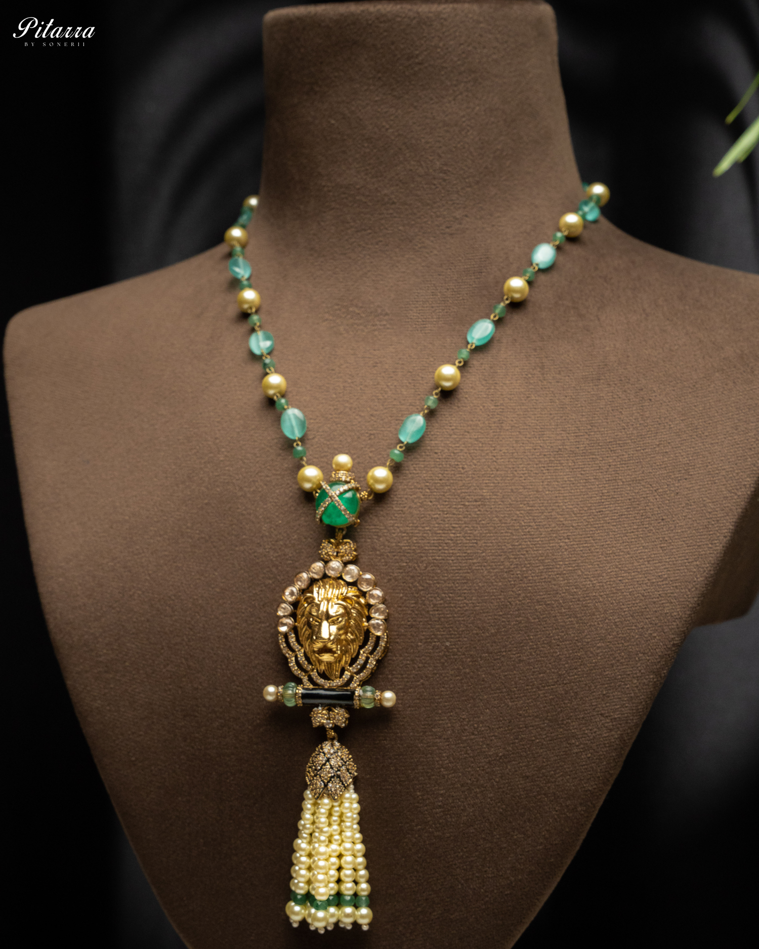 Green Polki Kundan Pendant Necklace