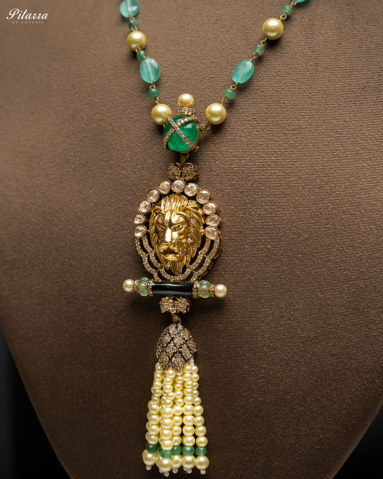 Green Polki Kundan Pendant Necklace