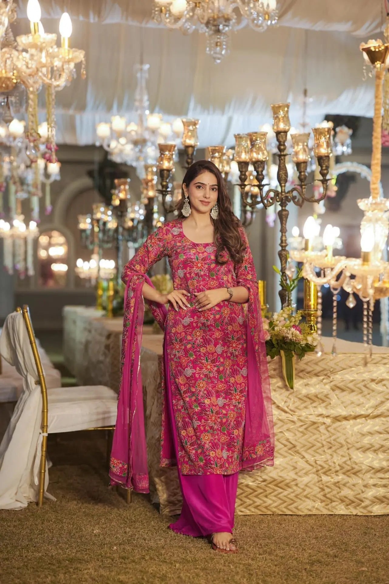 Sajani pink embroidered palazzo set