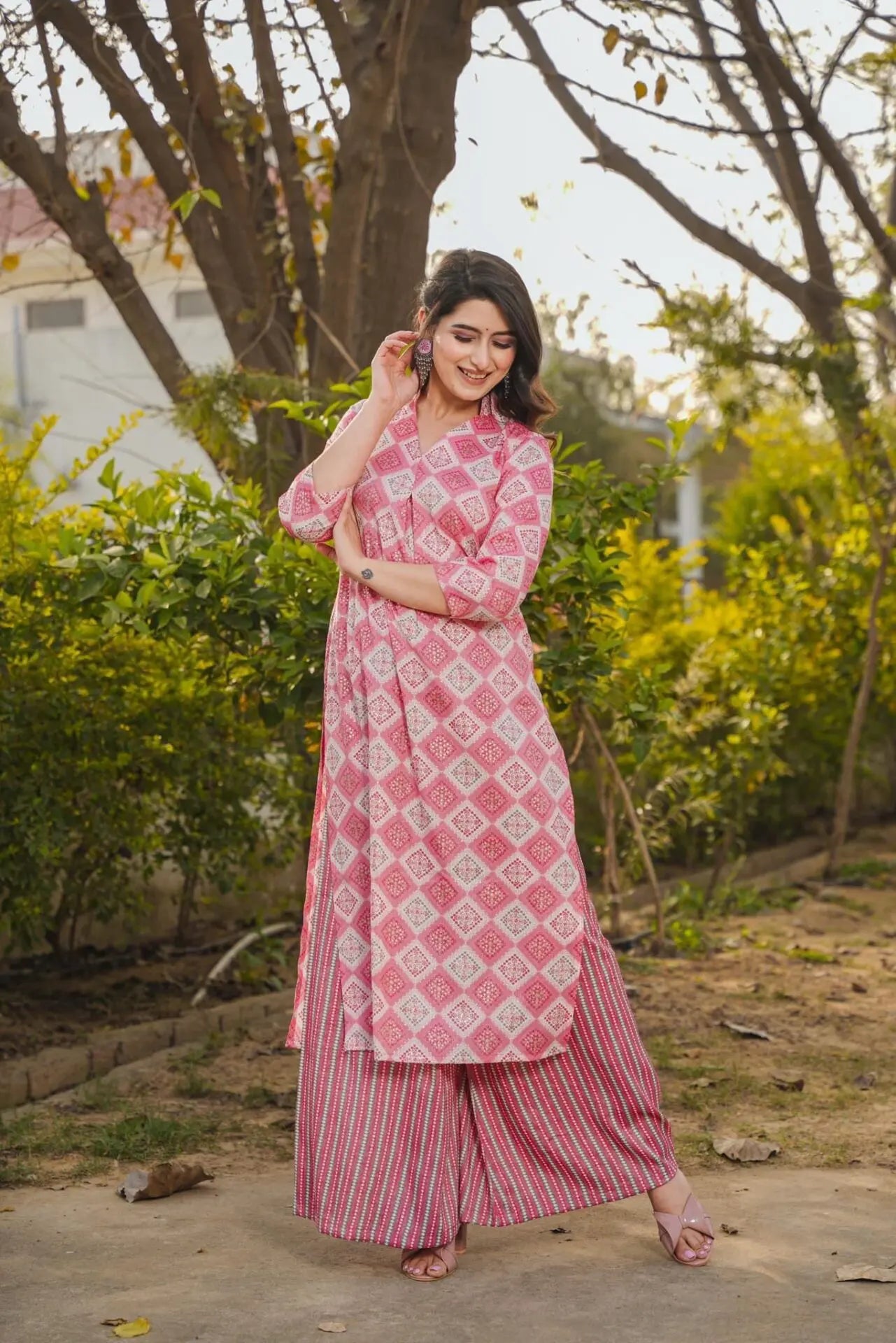 Carnation Pink Kurta Palazzo Set