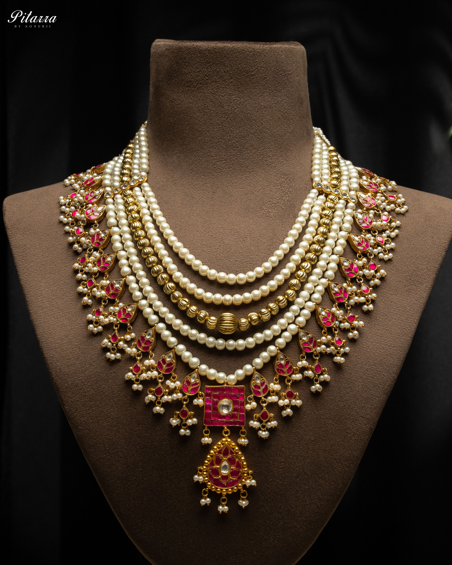 Indian Gold Finish Polki Kundan Necklace Set