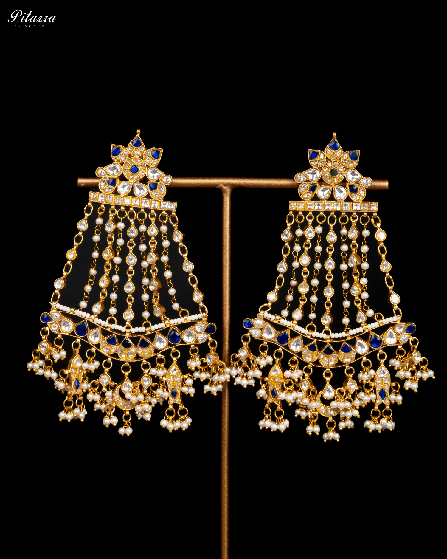 Long Punjabi Kundan Passa With Pearl Drops