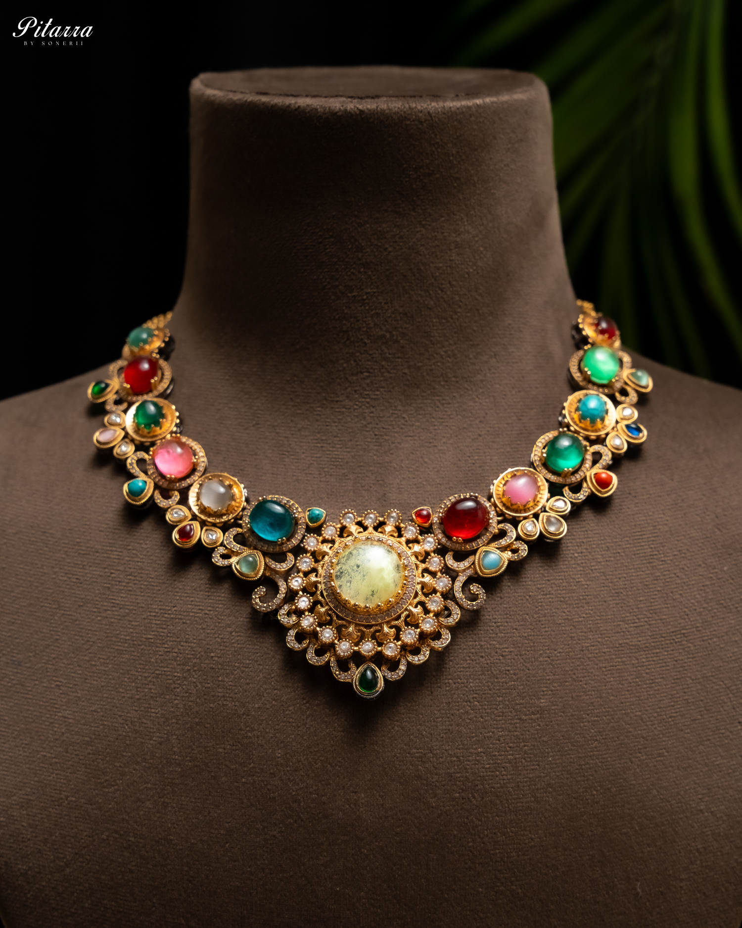 Multi Stone Fine Punjabi Kundan Necklace Set