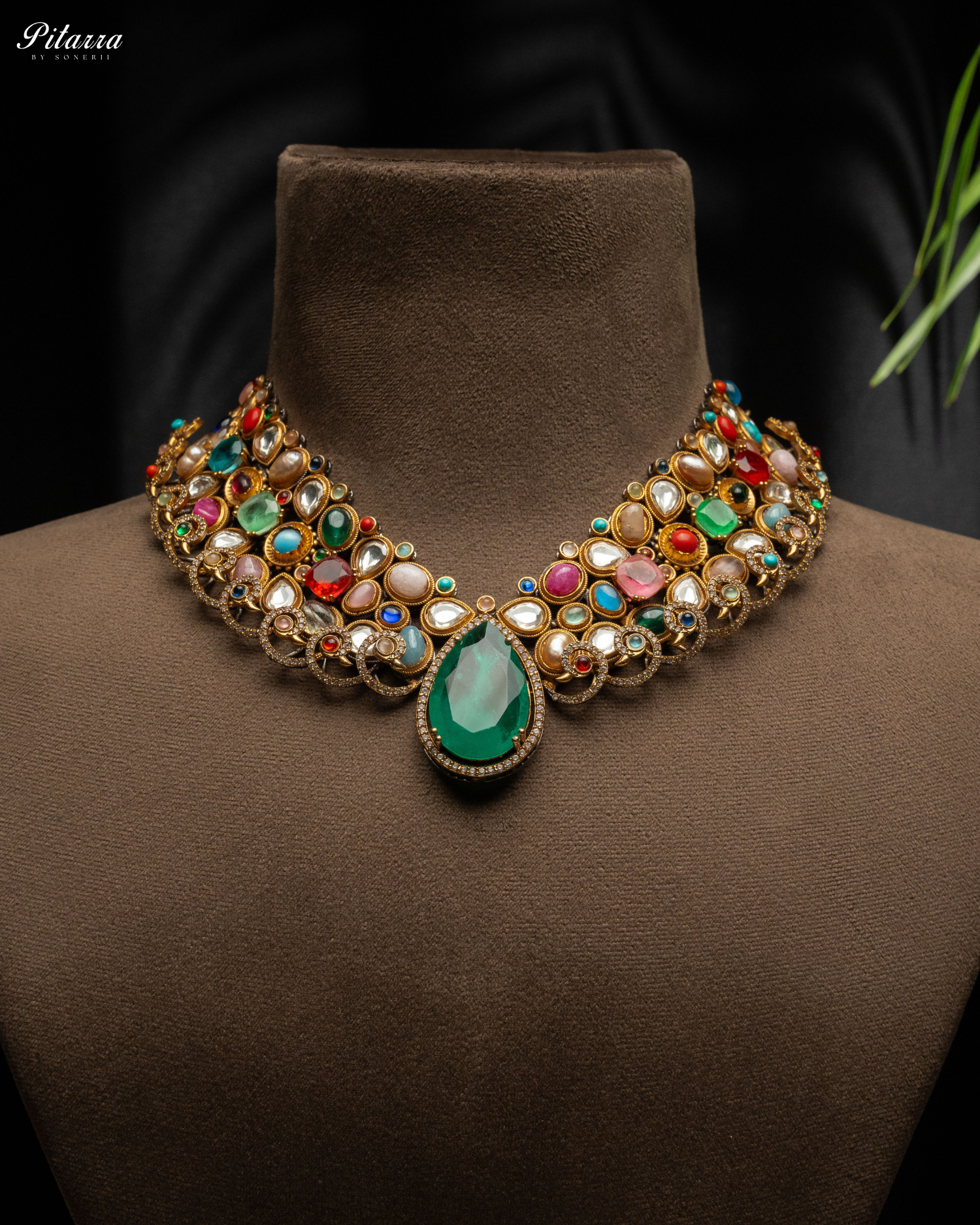 Multicolor Uncut Punjabi Jadau Necklace