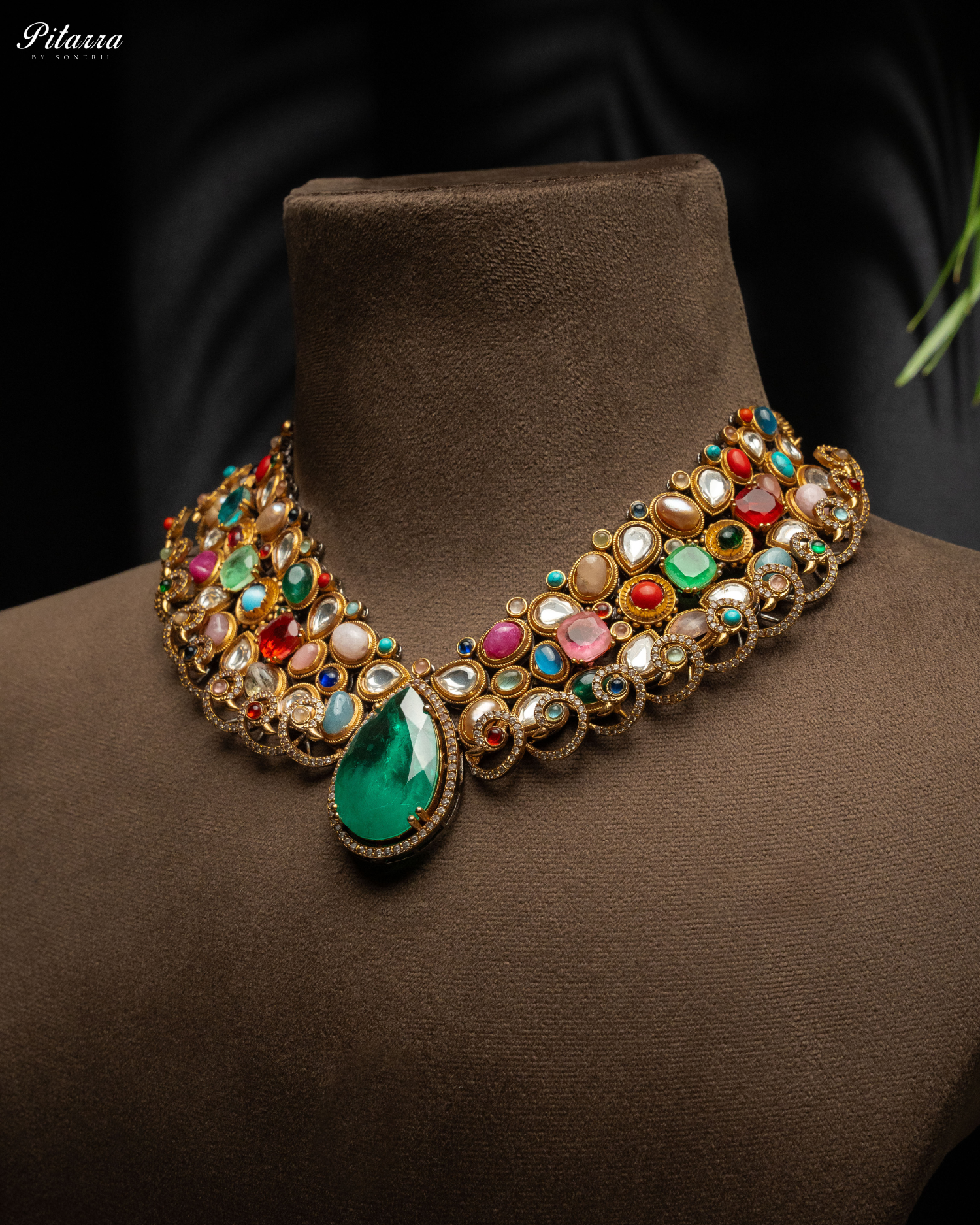 Multicolor Uncut Punjabi Jadau Necklace