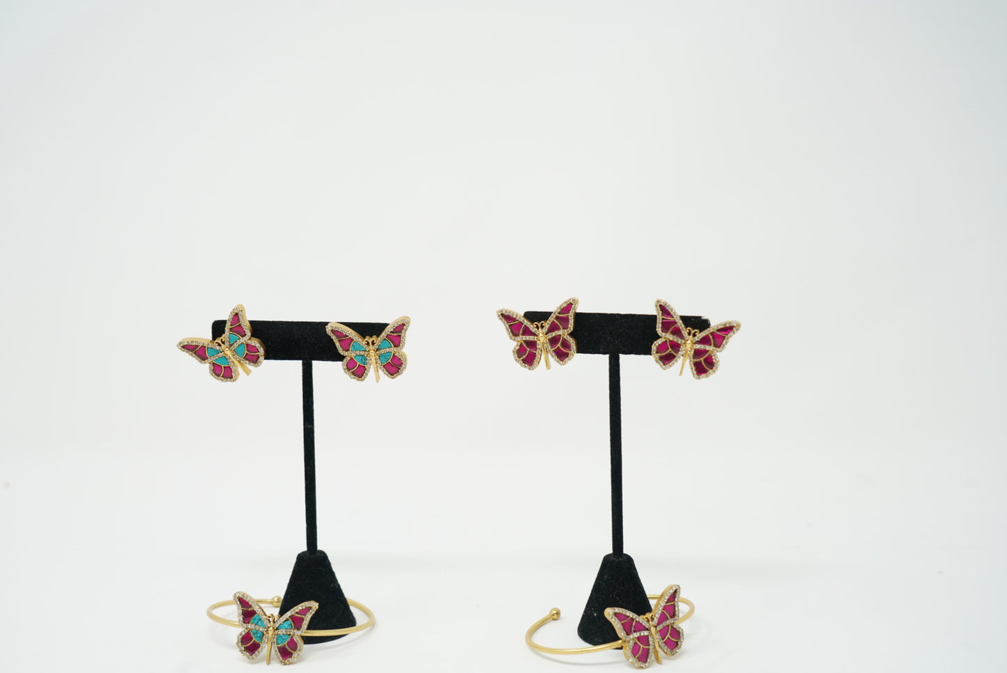 Pink and Skyblue Butterfly Stud Earrings