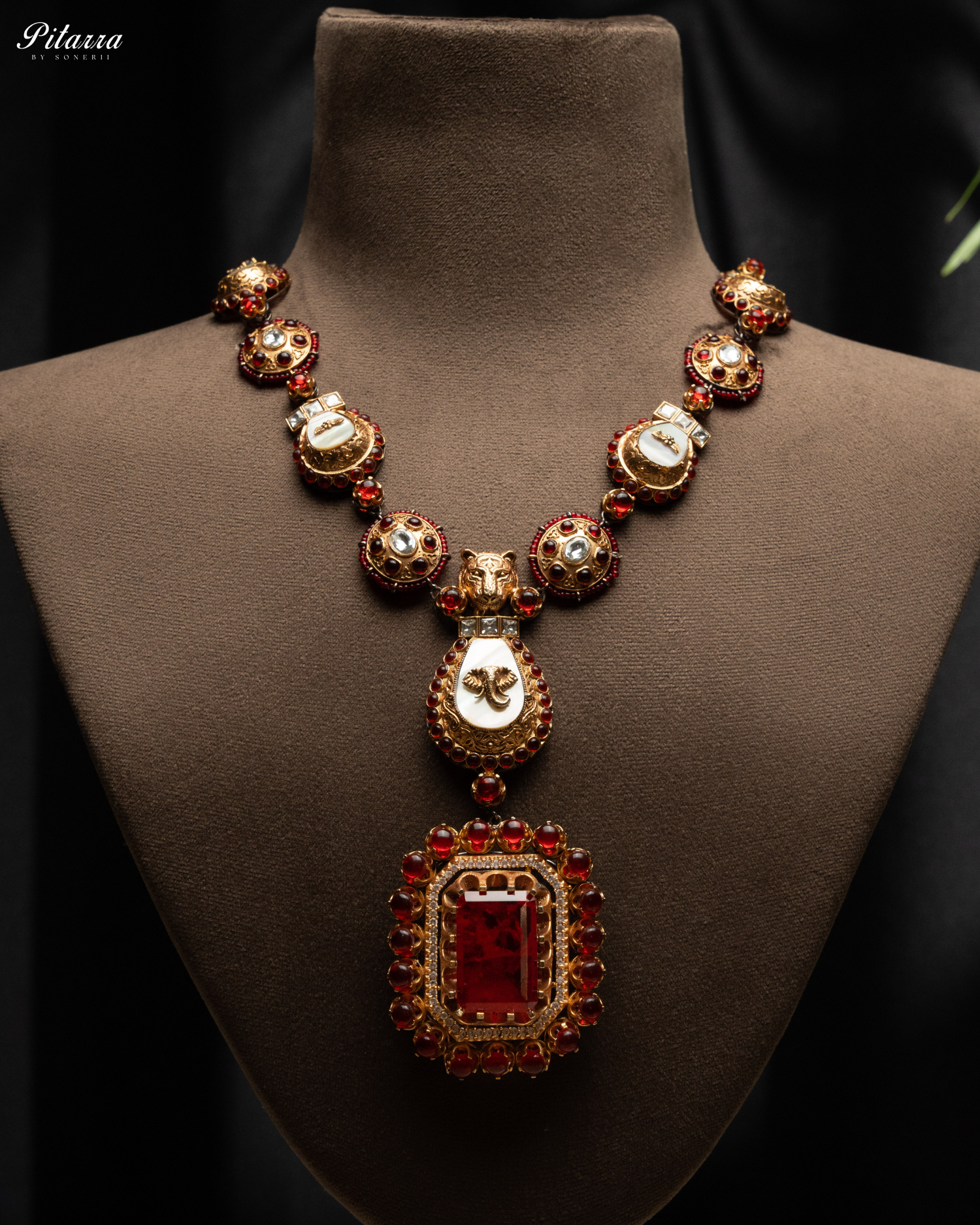 Red Ruby Polki Kundan Necklace Set