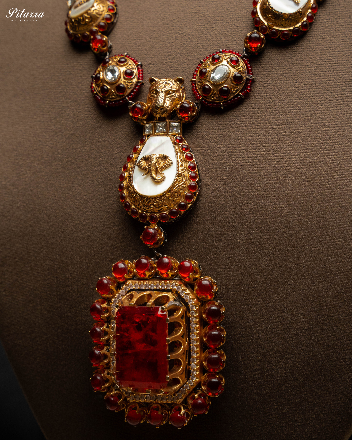 Red Ruby Polki Kundan Necklace Set